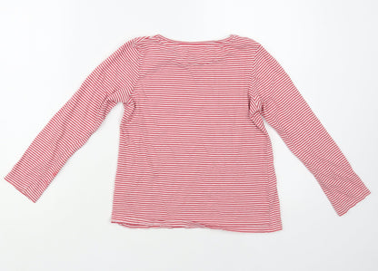 NEXT Girls Red Striped Cotton Pullover T-Shirt Size 10 Years Crew Neck Pullover