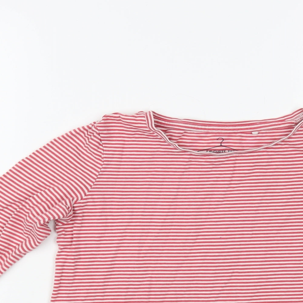 NEXT Girls Red Striped Cotton Pullover T-Shirt Size 10 Years Crew Neck Pullover