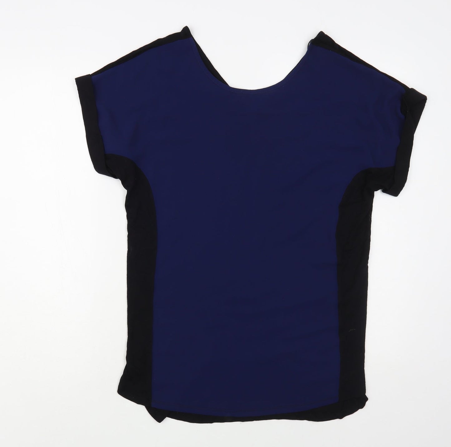 F&F Womens Blue Viscose Basic Blouse Size 12 Scoop Neck