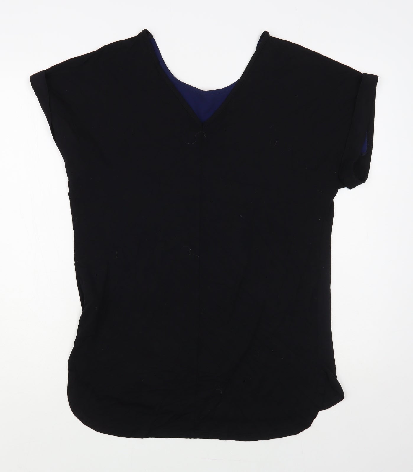 F&F Womens Blue Viscose Basic Blouse Size 12 Scoop Neck