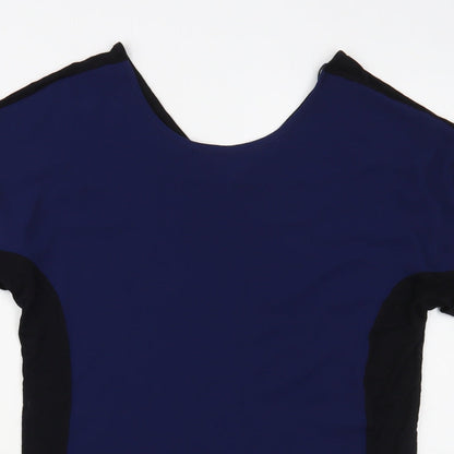 F&F Womens Blue Viscose Basic Blouse Size 12 Scoop Neck
