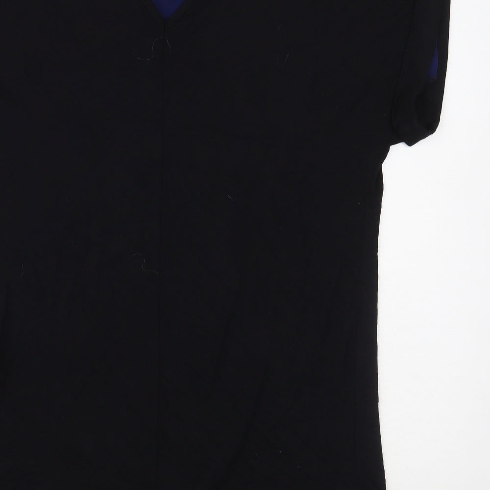 F&F Womens Blue Viscose Basic Blouse Size 12 Scoop Neck