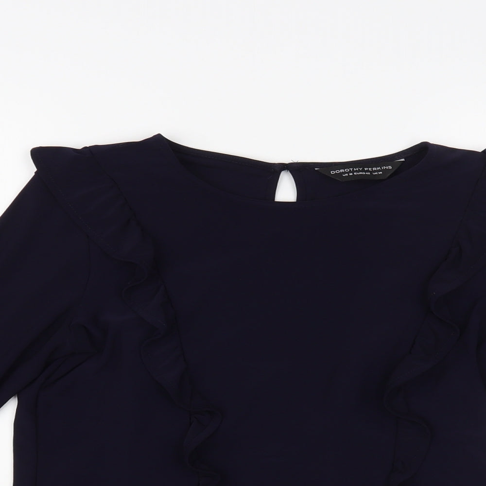 Womens UK Size 14 Dorothy Perkins Blue Basic Blouse