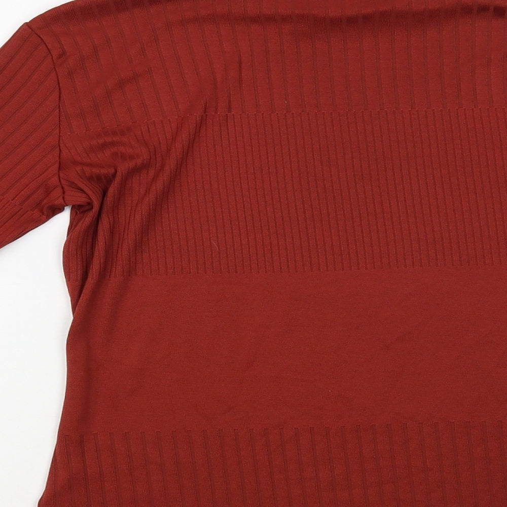 F&F Womens Brown Polyester Basic Blouse Size 14 Mock Neck