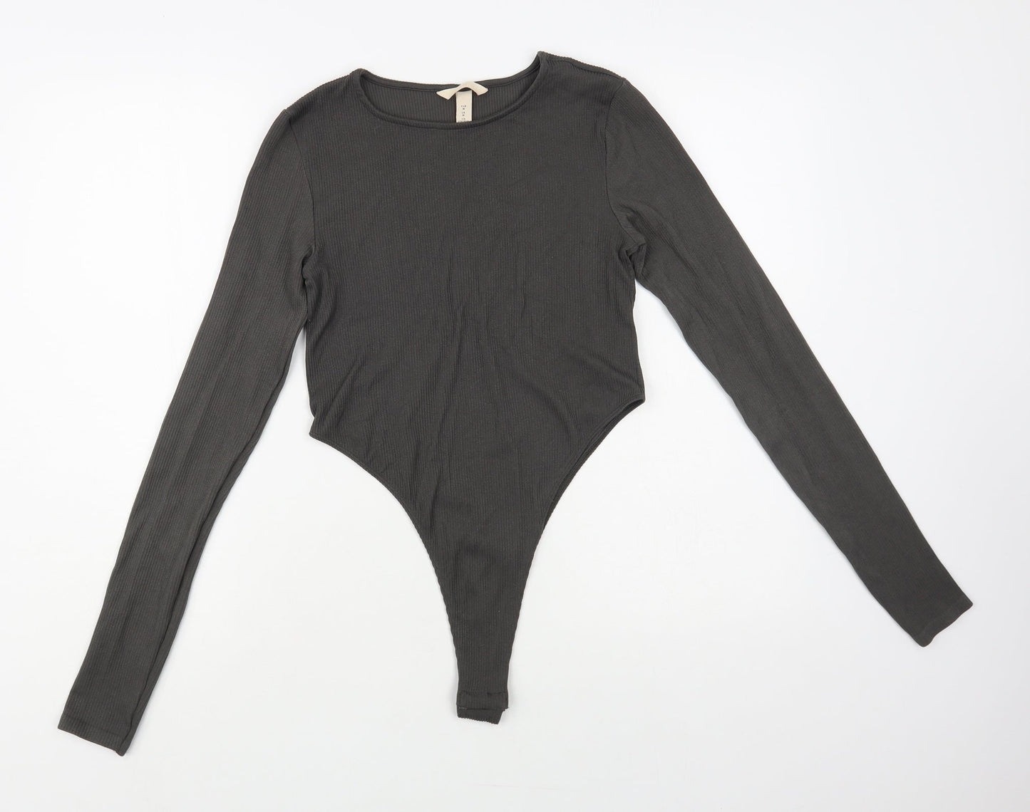 H&M Womens Grey Nylon Bodysuit One-Piece Size M Snap