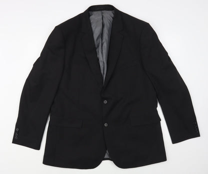 F&F Mens Black Striped Polyester Jacket Blazer Size 44