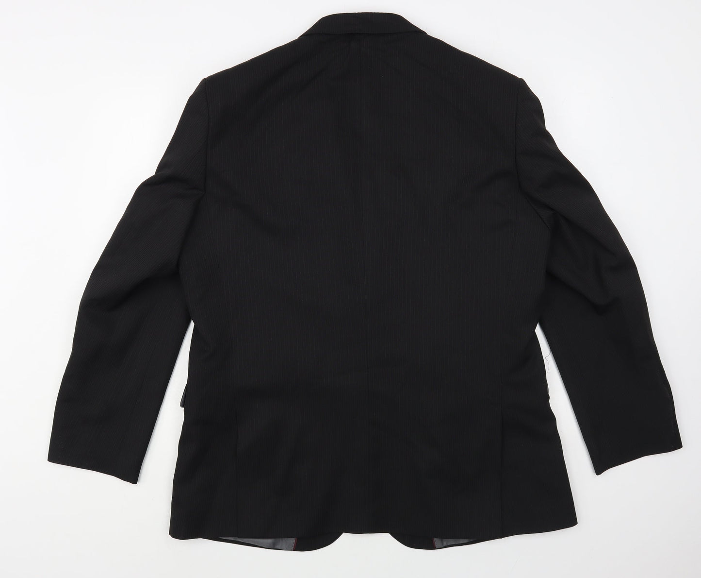 F&F Mens Black Striped Polyester Jacket Blazer Size 44