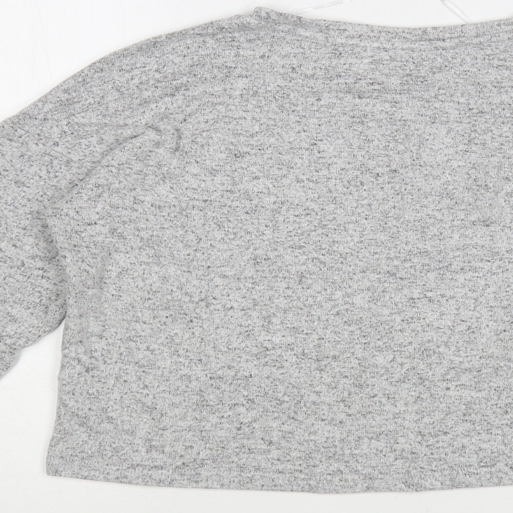 Primark Womens Grey Viscose Cropped T-Shirt Size 6 Crew Neck - Stranger Things