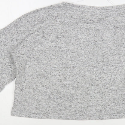 Primark Womens Grey Viscose Cropped T-Shirt Size 6 Crew Neck - Stranger Things