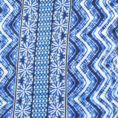 Olsen Womens Blue Geometric Polyester Basic Blouse Size L Round Neck