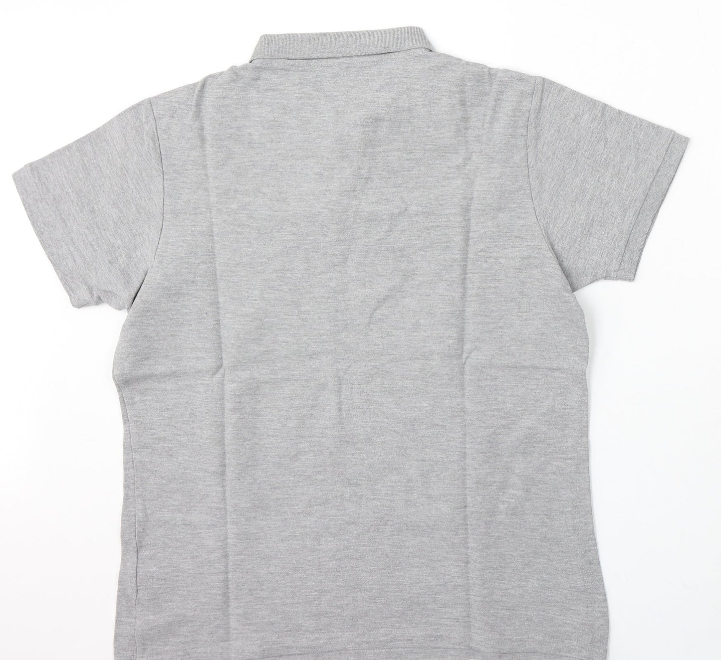 Primark Mens Grey Cotton Polo Size L Collared Button