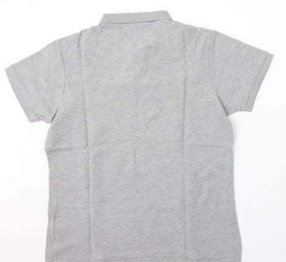 Primark Mens Grey Cotton Polo Size L Collared Button
