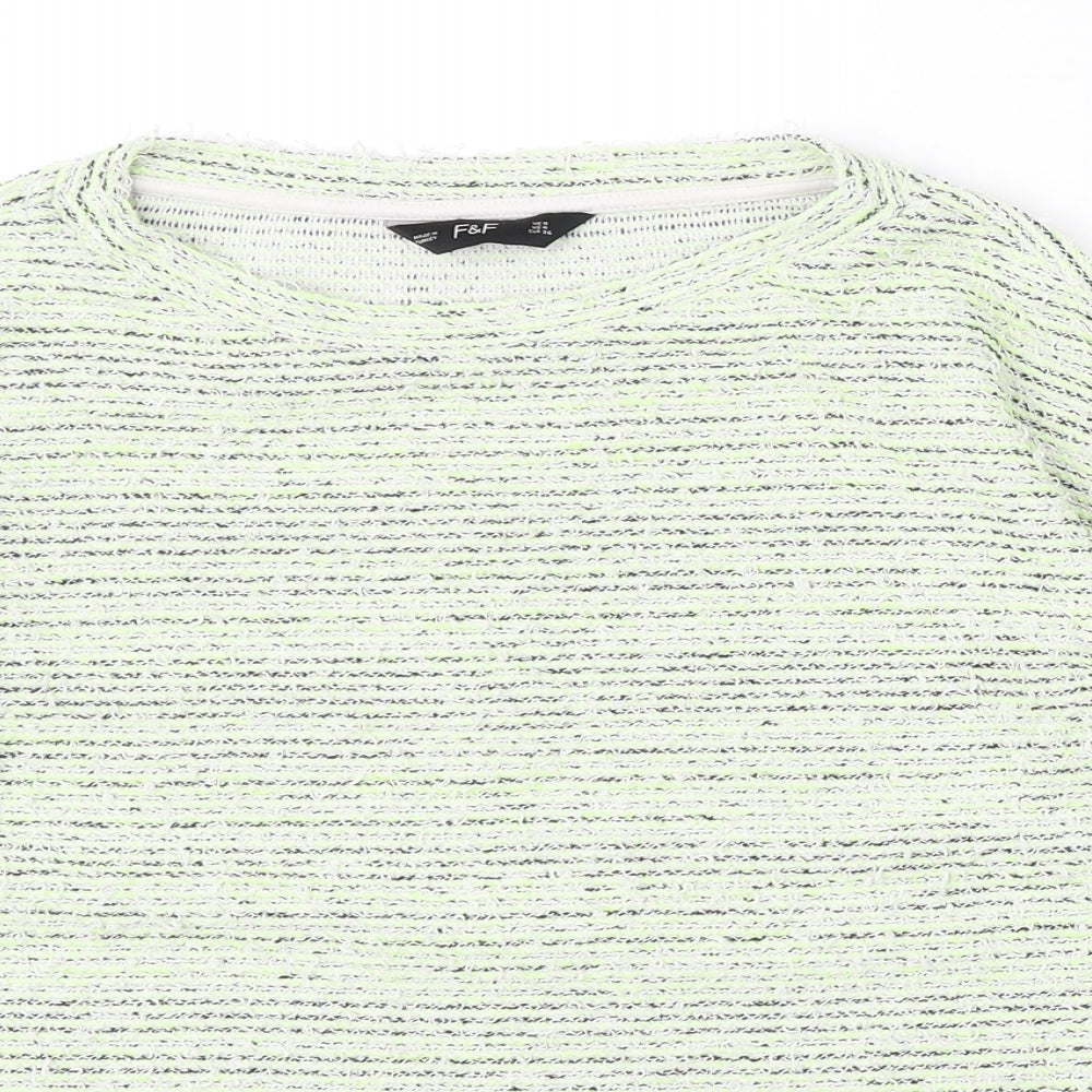 F&F Womens Green Round Neck Polyester Pullover Jumper Size 8
