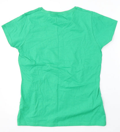 Womens UK Size M Fruit of the Loom Green Basic T-Shirt