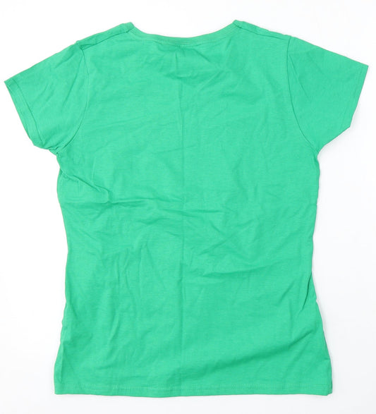 Womens UK Size M Fruit of the Loom Green Basic T-Shirt