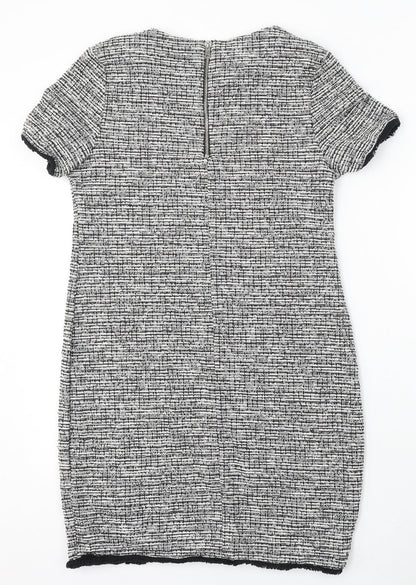 New Look Womens Black Polyester Bodycon Size 10 Round Neck Zip