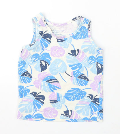 Primark Girls Multicoloured Geometric Polyester Basic Tank Size 2-3 Years Round Neck