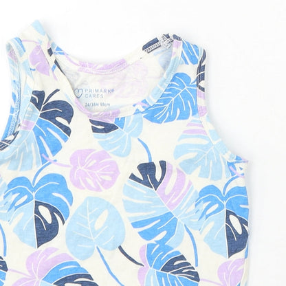 Primark Girls Multicoloured Geometric Polyester Basic Tank Size 2-3 Years Round Neck
