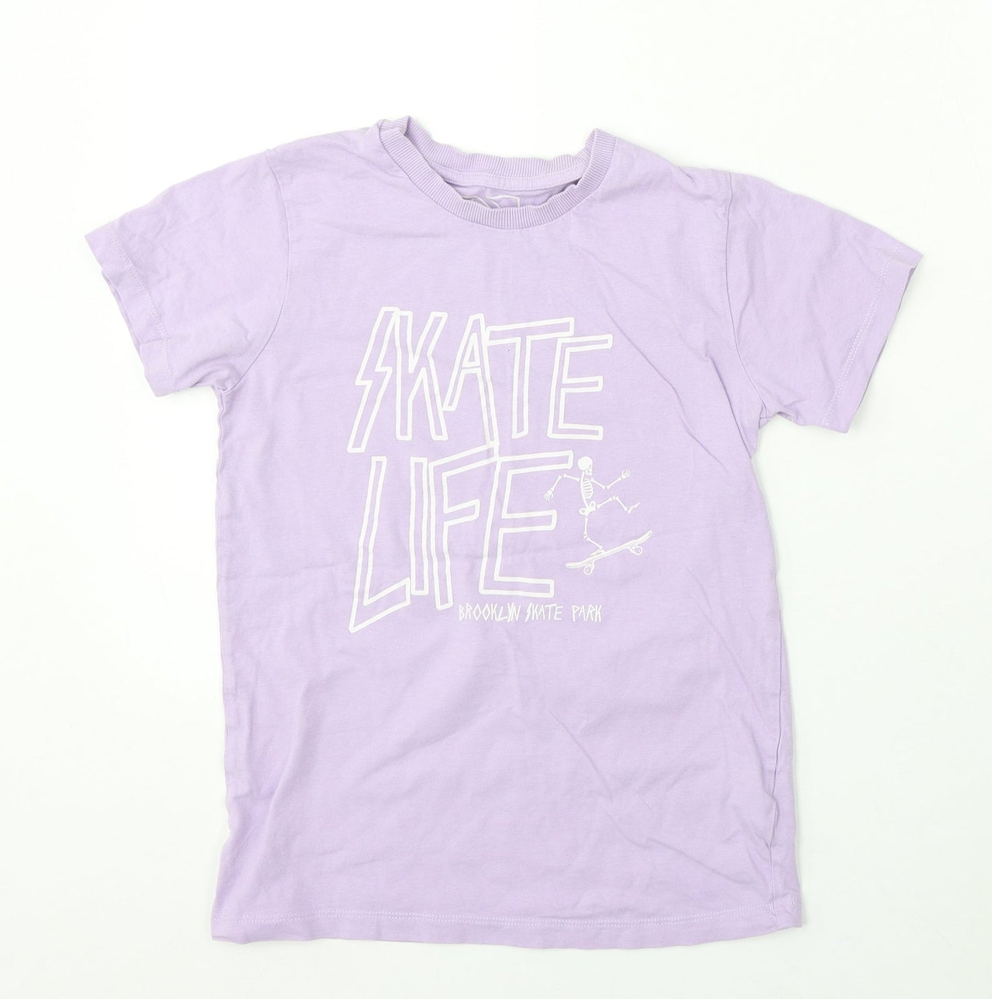 URBN DEPT Girls Purple Cotton Basic T-Shirt Size 11 Years Round Neck - Skateboarding