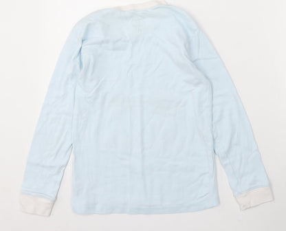 Leigh Tucker Girls Blue Cotton Basic T-Shirt Size 10-11 Years Round Neck - Christmas Snowman