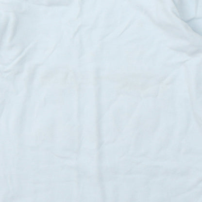 Leigh Tucker Girls Blue Cotton Basic T-Shirt Size 10-11 Years Round Neck - Christmas Snowman