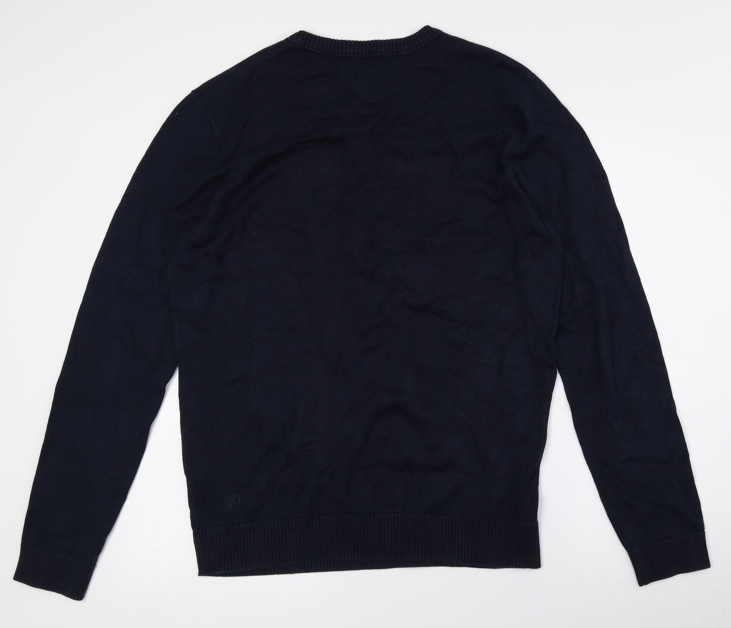 TOM TAILOR Mens Blue Crew Neck Cotton Pullover Jumper Size XL