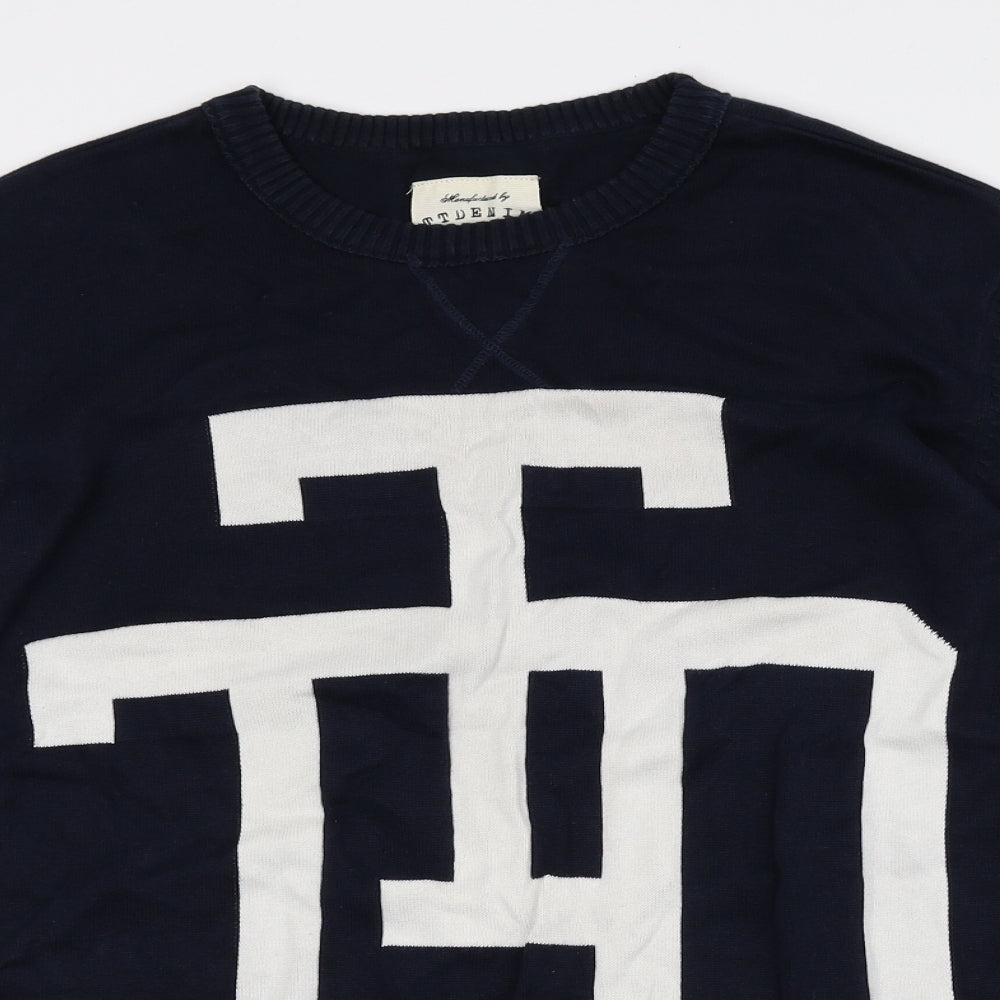 TOM TAILOR Mens Blue Crew Neck Cotton Pullover Jumper Size XL