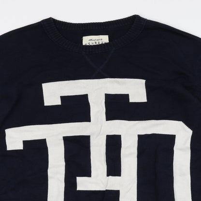 TOM TAILOR Mens Blue Crew Neck Cotton Pullover Jumper Size XL