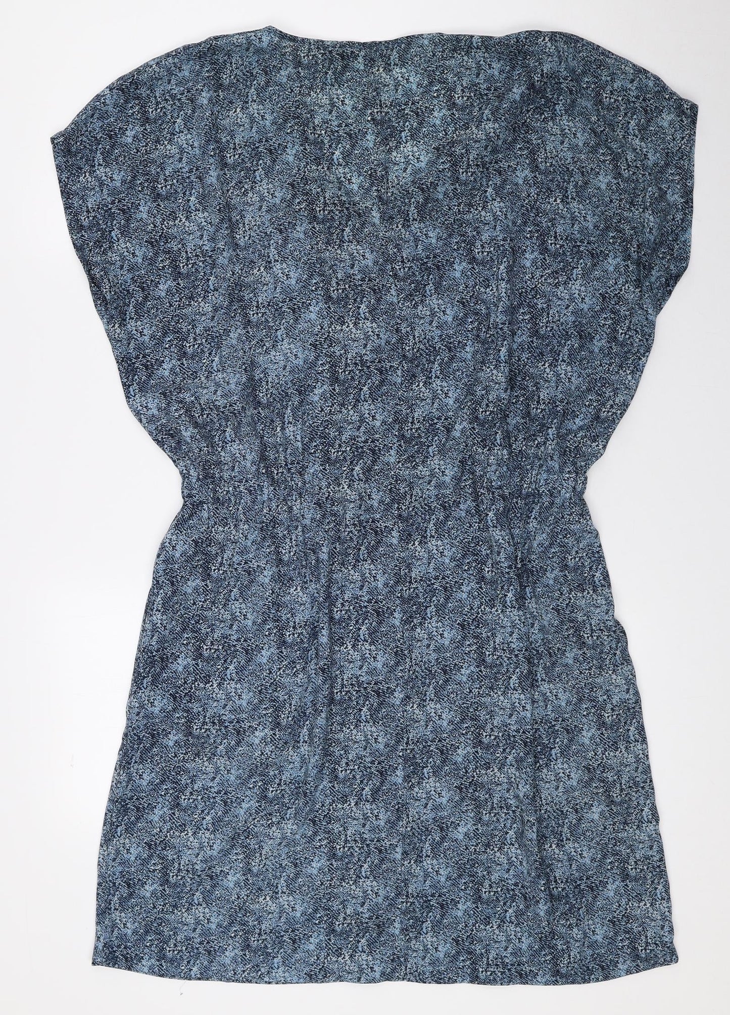 TOM TAILOR Womens Blue Geometric Polyester Shirt Dress Size 40 V-Neck