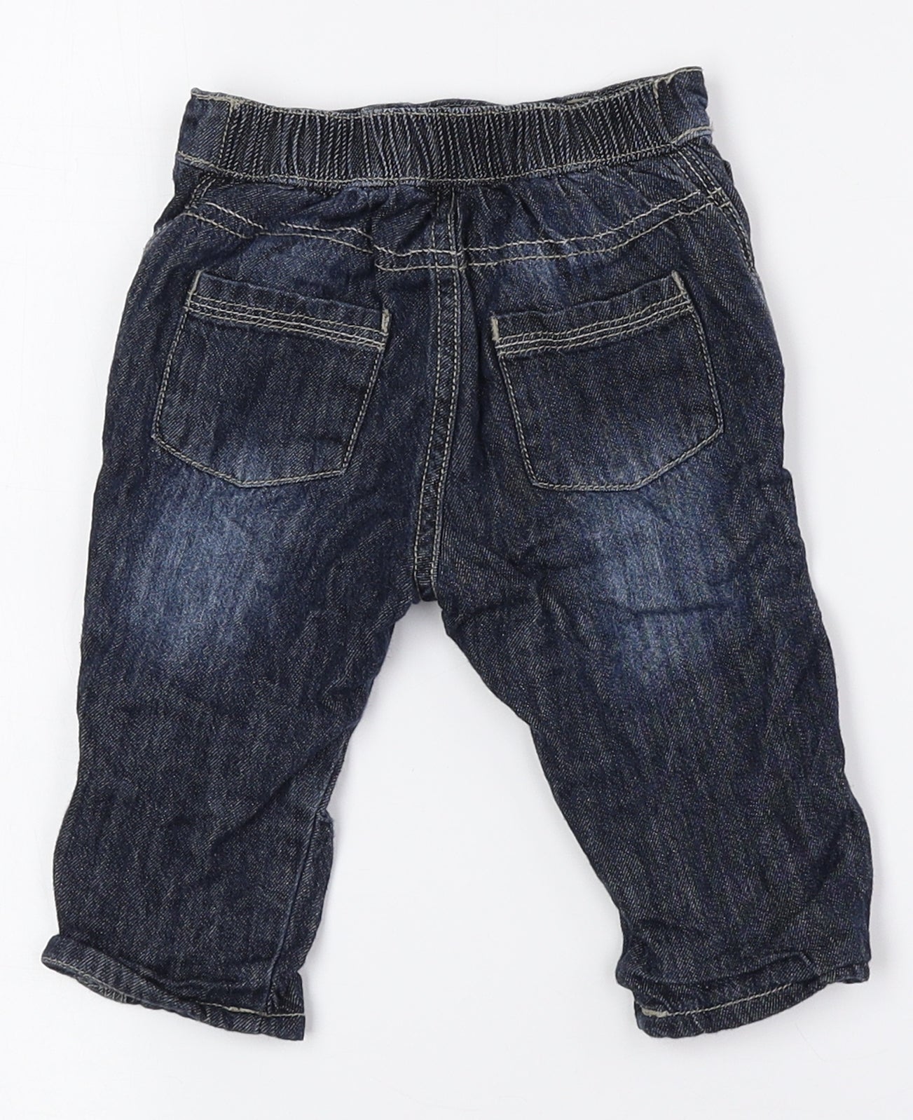 George Baby Blue Cotton Jogger Jeans Size 3-6 Months Button