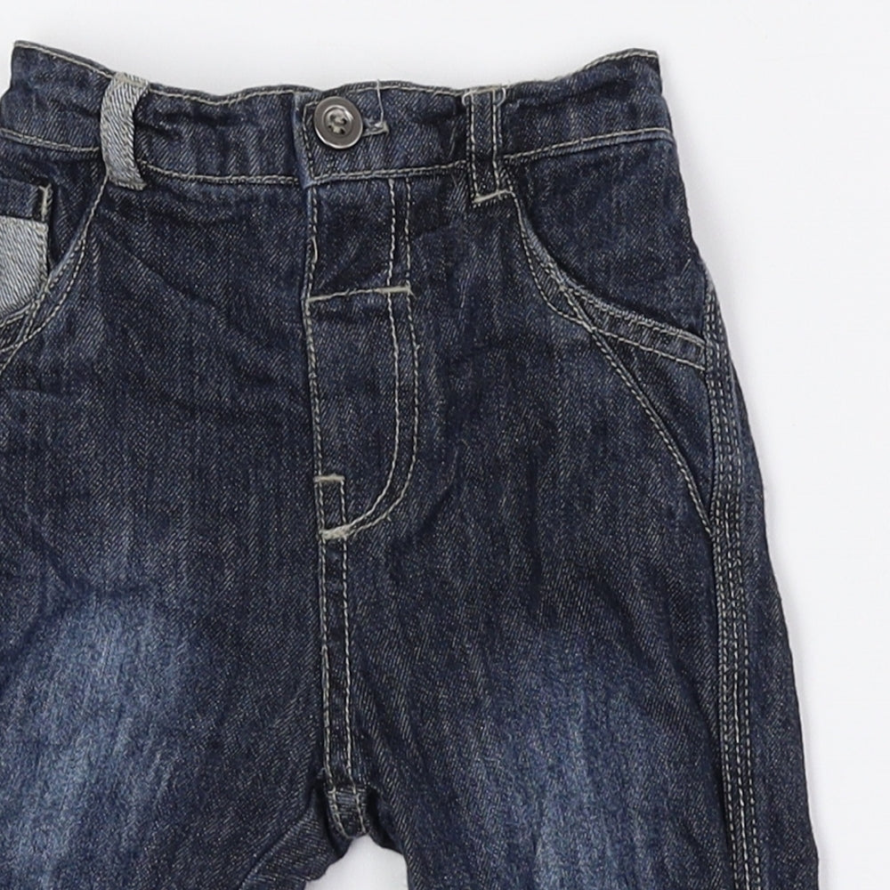 George Baby Blue Cotton Jogger Jeans Size 3-6 Months Button