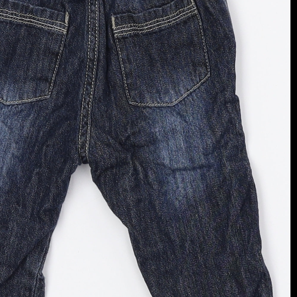 George Baby Blue Cotton Jogger Jeans Size 3-6 Months Button