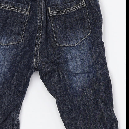 George Baby Blue Cotton Jogger Jeans Size 3-6 Months Button