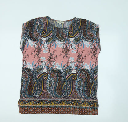 Papaya Womens Multicoloured Floral Polyester Basic T-Shirt Size 12 Round Neck