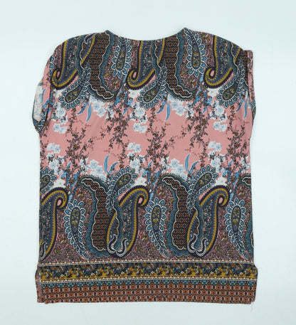 Papaya Womens Multicoloured Floral Polyester Basic T-Shirt Size 12 Round Neck