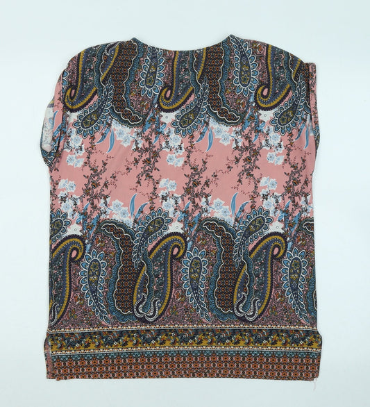 Papaya Womens Multicoloured Floral Polyester Basic T-Shirt Size 12 Round Neck