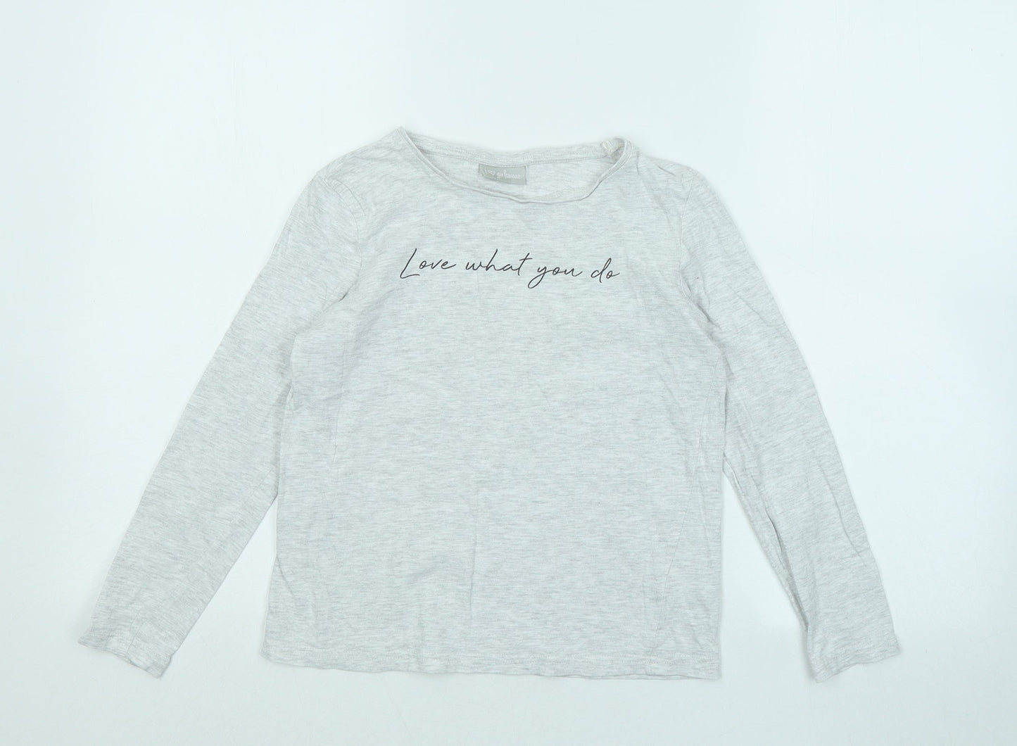 Matalan Girls Grey Cotton Basic T-Shirt Size 10 Years Round Neck - Love What You Do