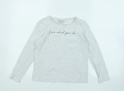 Matalan Girls Grey Cotton Basic T-Shirt Size 10 Years Round Neck - Love What You Do
