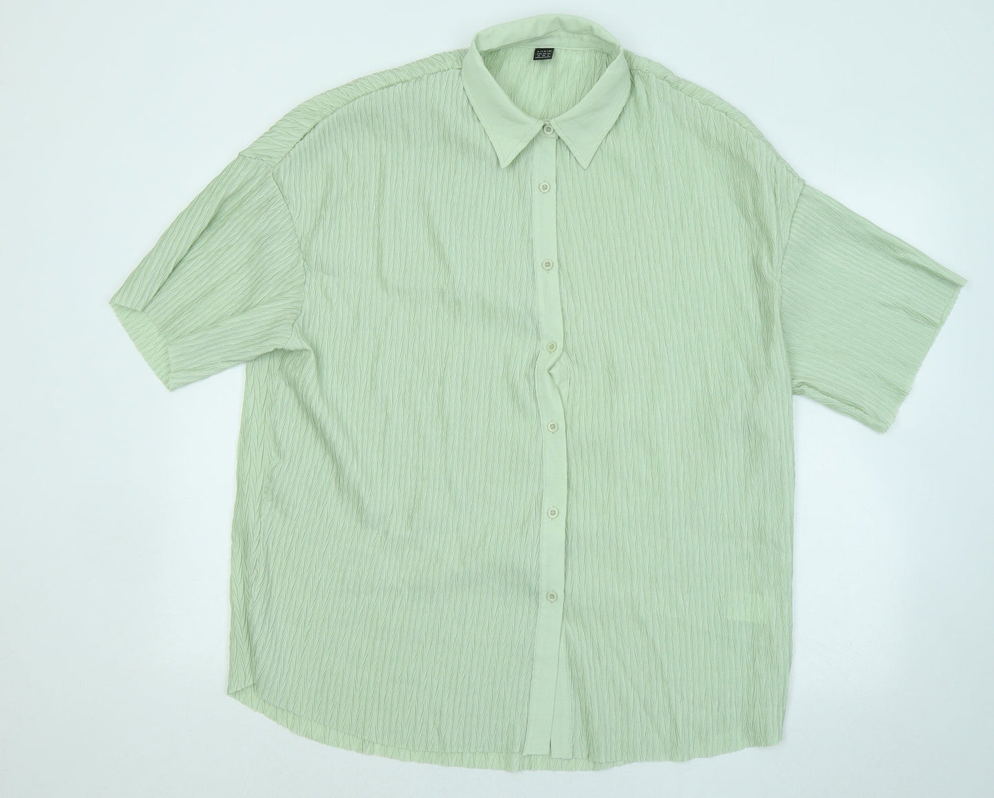 SheIn Womens Green Polyester Basic Button-Up Size M Collared