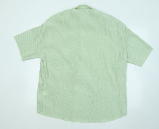 SheIn Womens Green Polyester Basic Button-Up Size M Collared