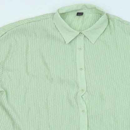 SheIn Womens Green Polyester Basic Button-Up Size M Collared