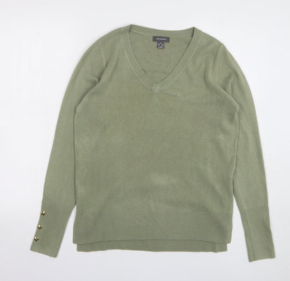 Primark Womens Green V-Neck Acrylic Pullover Jumper Size 6