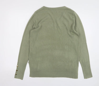 Primark Womens Green V-Neck Acrylic Pullover Jumper Size 6
