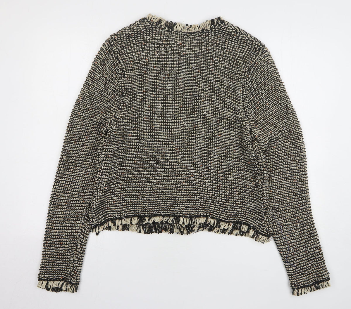 H&M Womens Brown V-Neck Acrylic Pullover Jumper Size L
