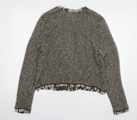 H&M Womens Brown V-Neck Acrylic Pullover Jumper Size L