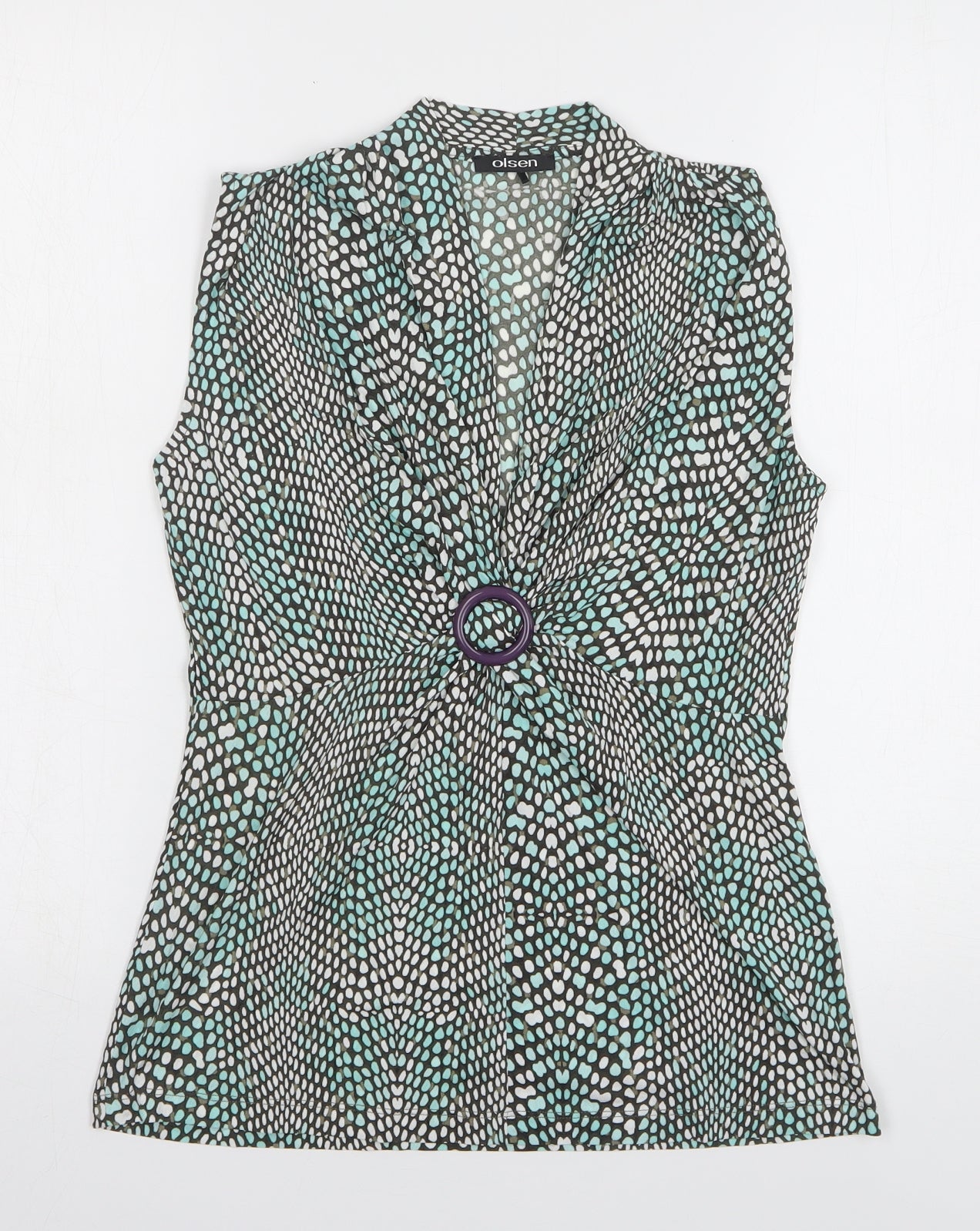 Womens UK Size 10 Olsen Green Basic Button-Up