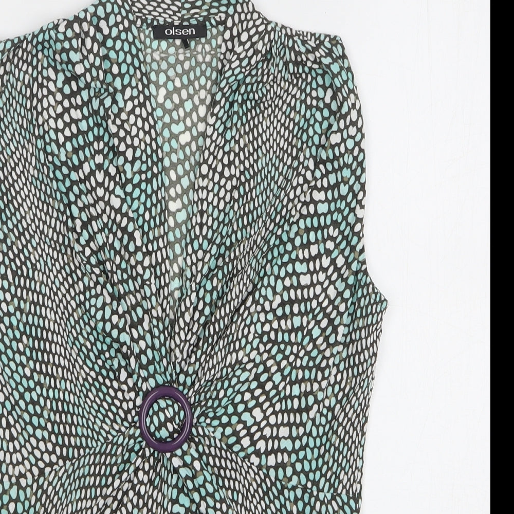 Womens UK Size 10 Olsen Green Basic Button-Up