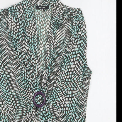 Womens UK Size 10 Olsen Green Basic Button-Up