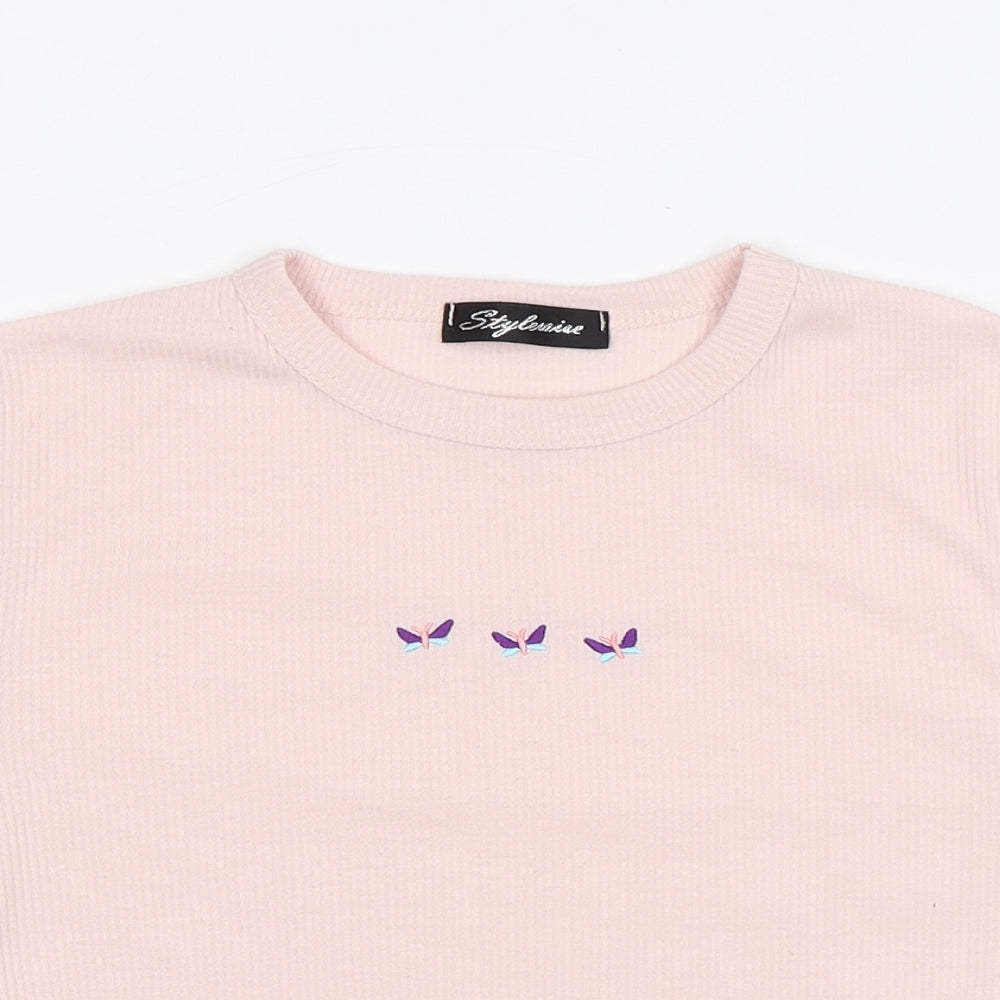 Womens UK Size 10 STYLEWISE Pink Jersey T-Shirt