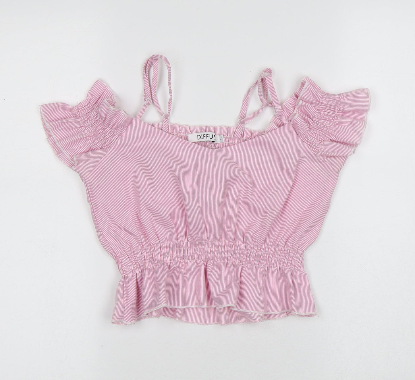 Womens UK Size 6 diffuse Pink Cropped T-Shirt